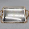 Turkish Ottoman Coffee Tea Beverage Gold Silver Vintage Serving Tray